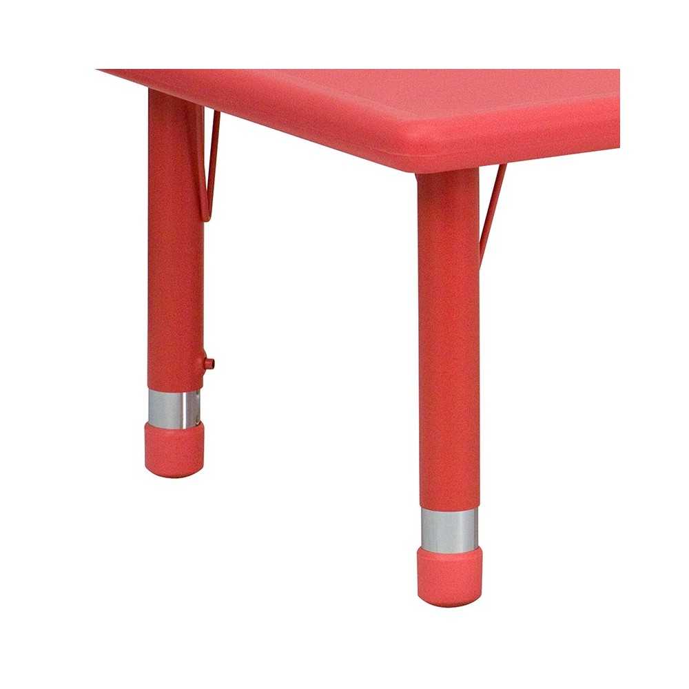 24''W x 48''L Rectangular Red Plastic Height Adjustable Activity Table