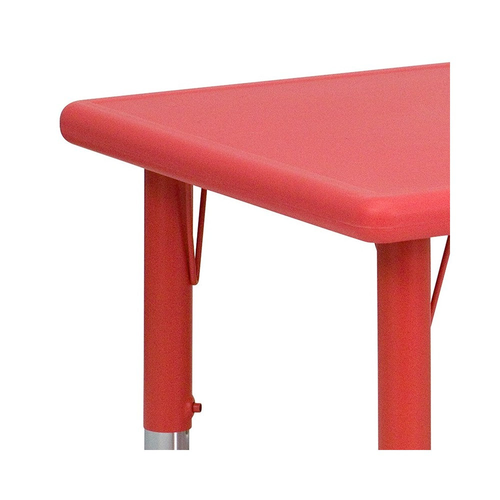 24''W x 48''L Rectangular Red Plastic Height Adjustable Activity Table