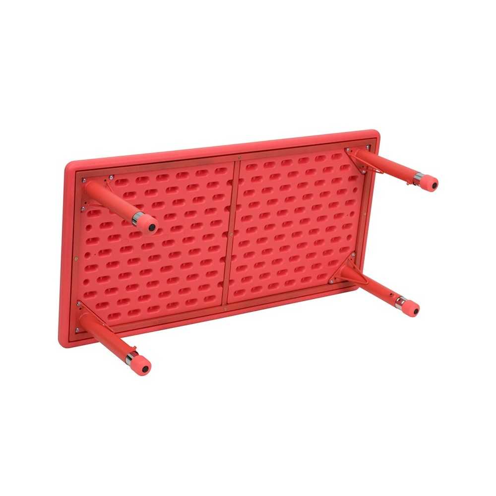 24''W x 48''L Rectangular Red Plastic Height Adjustable Activity Table