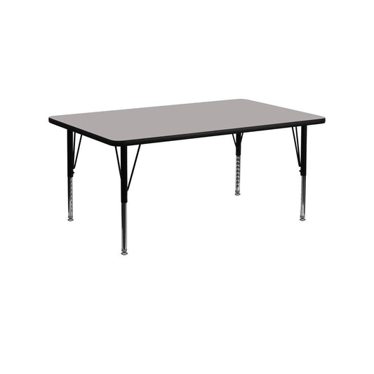 24''W x 60''L Rectangular Gray HP Laminate Activity Table - Height Adjustable Short Legs