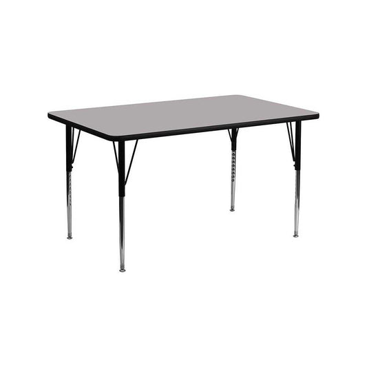 24''W x 60''L Rectangular Gray HP Laminate Activity Table - Standard Height Adjustable Legs