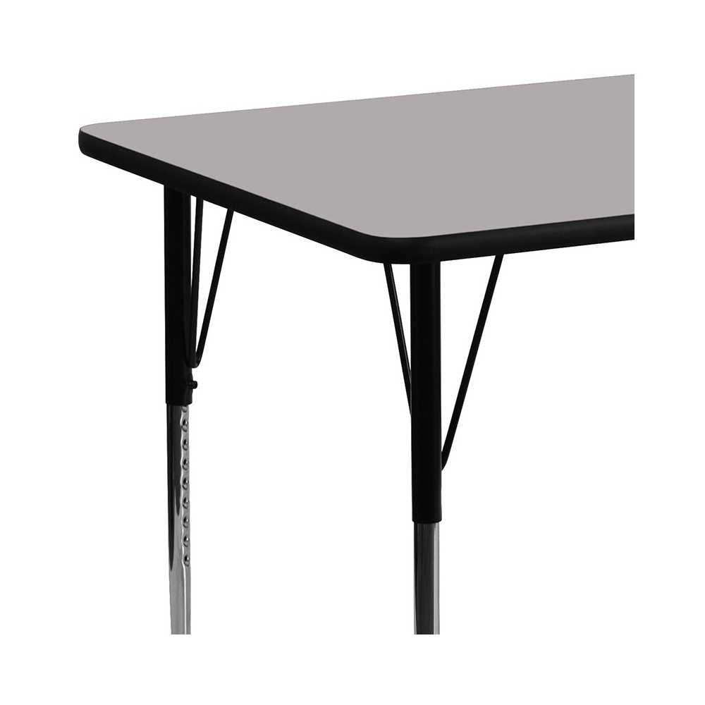 24''W x 60''L Rectangular Gray HP Laminate Activity Table - Standard Height Adjustable Legs