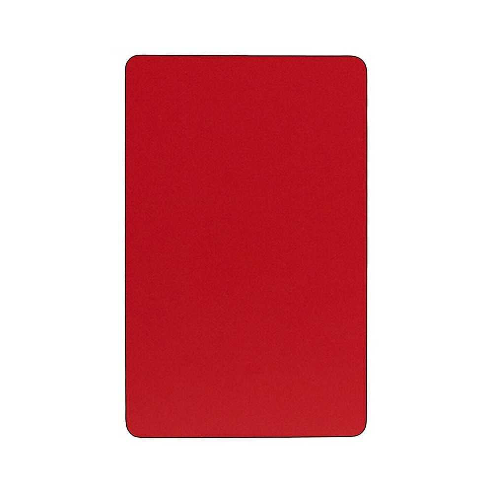 24''W x 60''L Rectangular Red HP Laminate Activity Table - Height Adjustable Short Legs