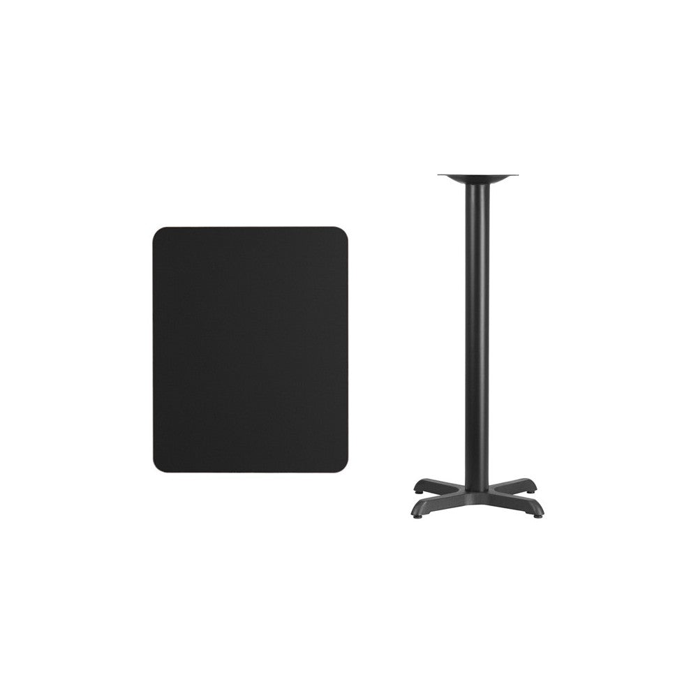 24'' x 30'' Rectangular Black Laminate Table Top with 22'' x 22'' Bar Height Table Base