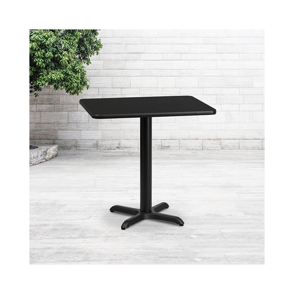 24'' x 30'' Rectangular Black Laminate Table Top with 22'' x 22'' Table Height Base