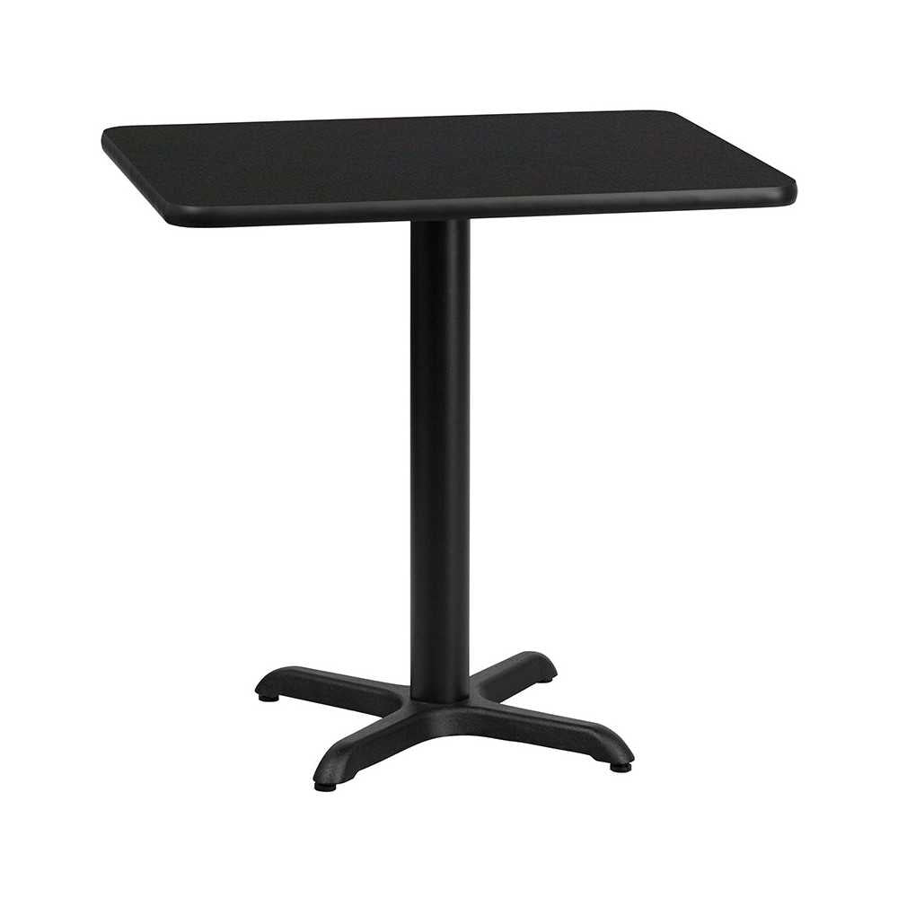 24'' x 30'' Rectangular Black Laminate Table Top with 22'' x 22'' Table Height Base