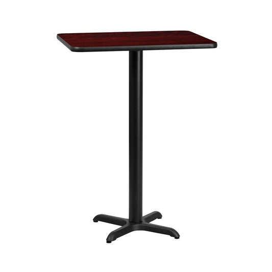 24'' x 30'' Rectangular Mahogany Laminate Table Top with 22'' x 22'' Bar Height Table Base