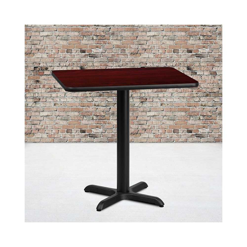 24'' x 30'' Rectangular Mahogany Laminate Table Top with 22'' x 22'' Table Height Base