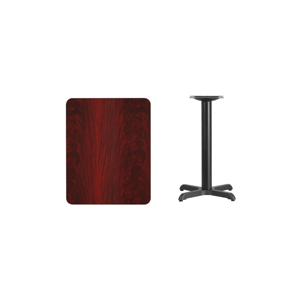 24'' x 30'' Rectangular Mahogany Laminate Table Top with 22'' x 22'' Table Height Base