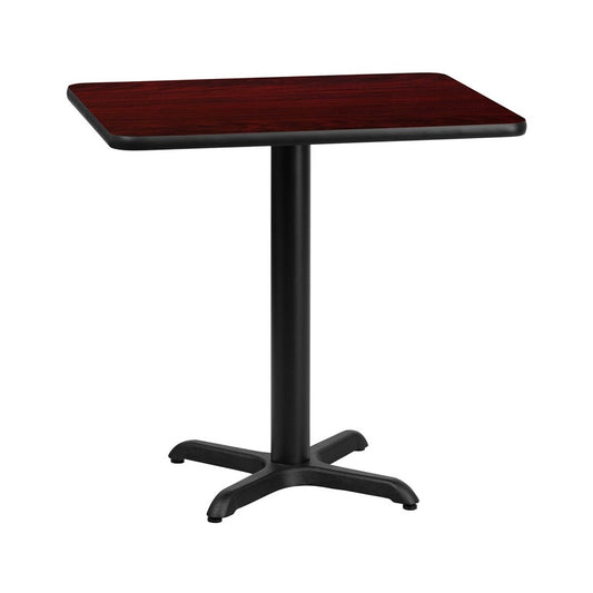 24'' x 30'' Rectangular Mahogany Laminate Table Top with 22'' x 22'' Table Height Base