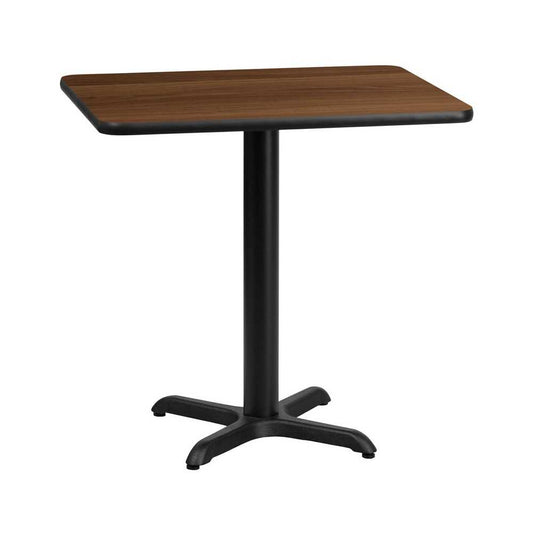 24'' x 30'' Rectangular Walnut Laminate Table Top with 22'' x 22'' Table Height Base