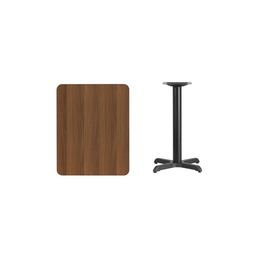 24'' x 30'' Rectangular Walnut Laminate Table Top with 22'' x 22'' Table Height Base