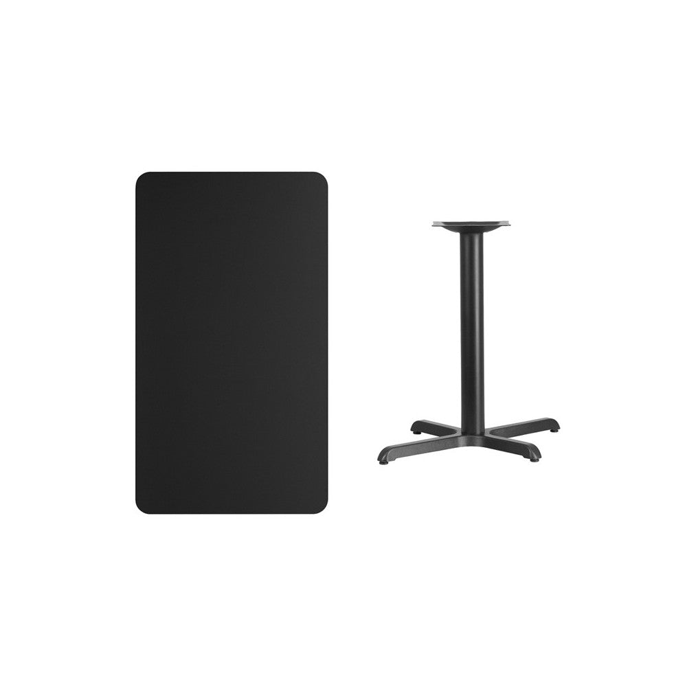 24'' x 42'' Rectangular Black Laminate Table Top with 23.5'' x 29.5'' Table Height Base