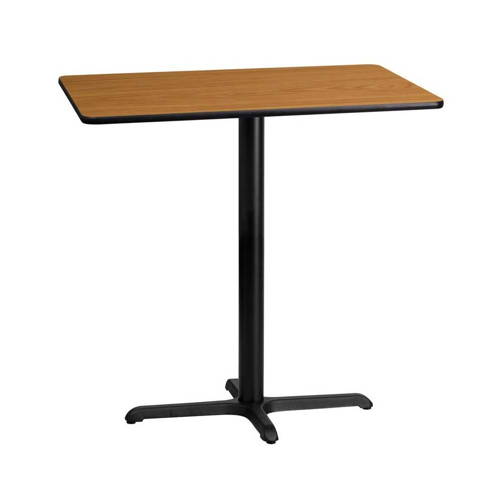 24'' x 42'' Rectangular Natural Laminate Table Top with 23.5'' x 29.5'' Bar Height Table Base