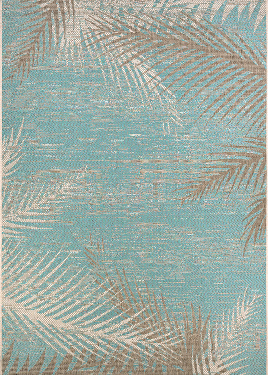 Couristan Monaco Tropical Palms Aqua Rug 5'10" x 9'2"