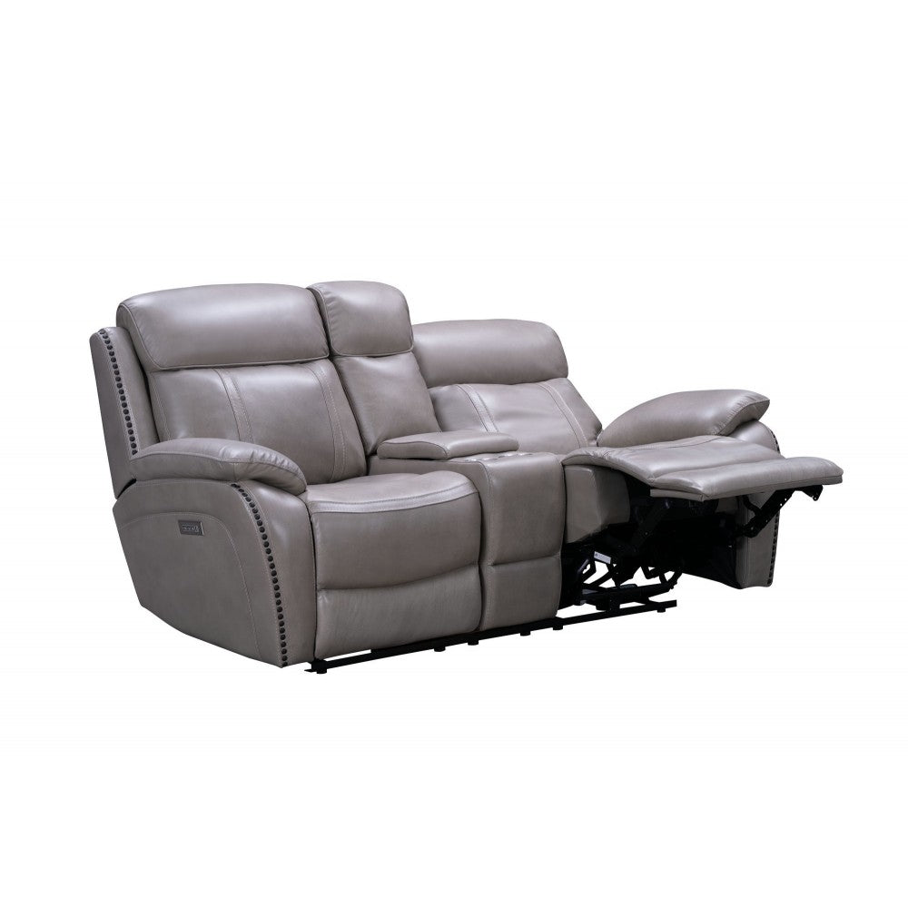 24PHL-3703 Sandover Power Reclining Console Loveseat, Sergi Gray Beige