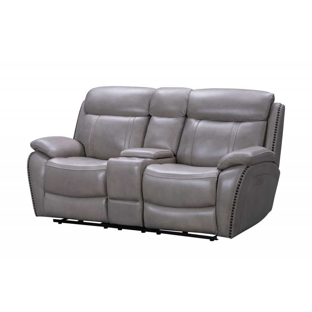 24PHL-3703 Sandover Power Reclining Console Loveseat, Sergi Gray Beige
