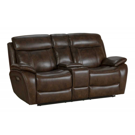 24PHL-3703 Sandover Power Reclining Console Loveseat, Tri-Tone Chocolate