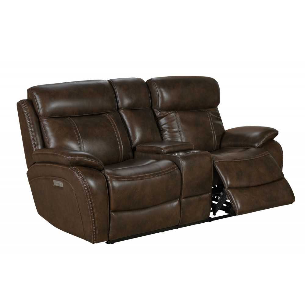 24PHL-3703 Sandover Power Reclining Console Loveseat, Tri-Tone Chocolate
