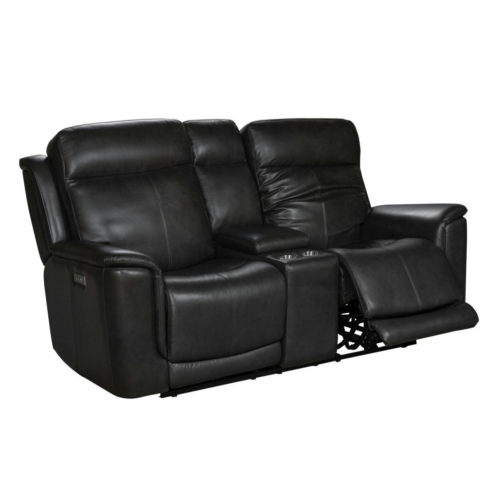 24PHL-3704 Burbank Power Reclining Console Loveseat, Matteo Smokey Gray
