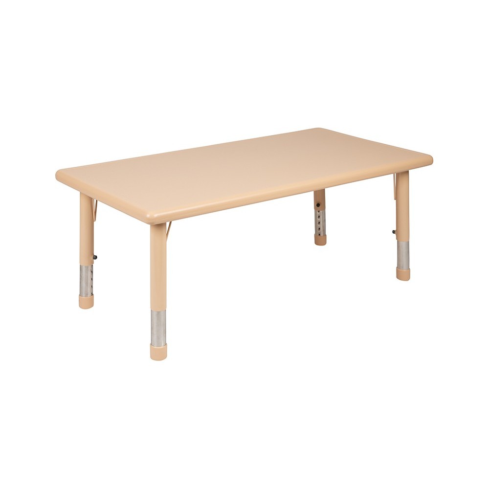 24"W x 48"L Rectangular Natural Plastic Height Adjustable Activity Table