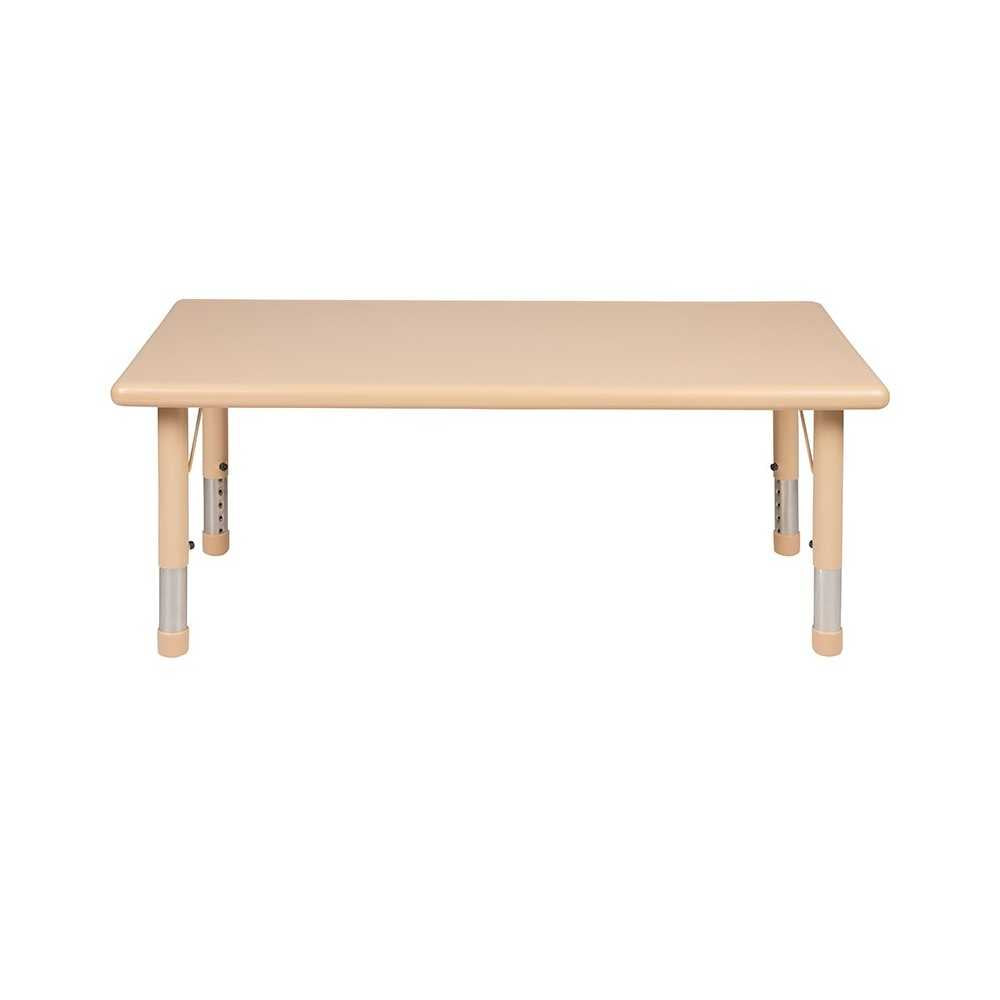 24"W x 48"L Rectangular Natural Plastic Height Adjustable Activity Table