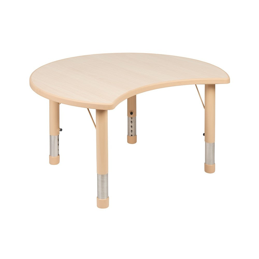 25.125"W x 35.5"L Crescent Natural Plastic Height Adjustable Activity Table Set with 2 Chairs