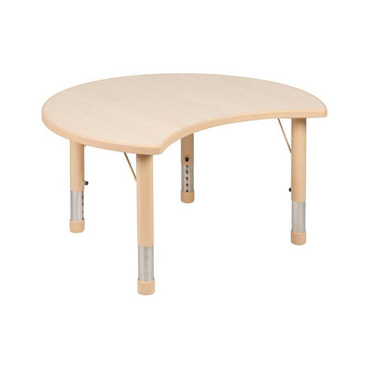 25.125"W x 35.5"L Crescent Natural Plastic Height Adjustable Activity Table