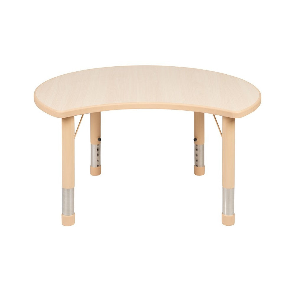 25.125"W x 35.5"L Crescent Natural Plastic Height Adjustable Activity Table