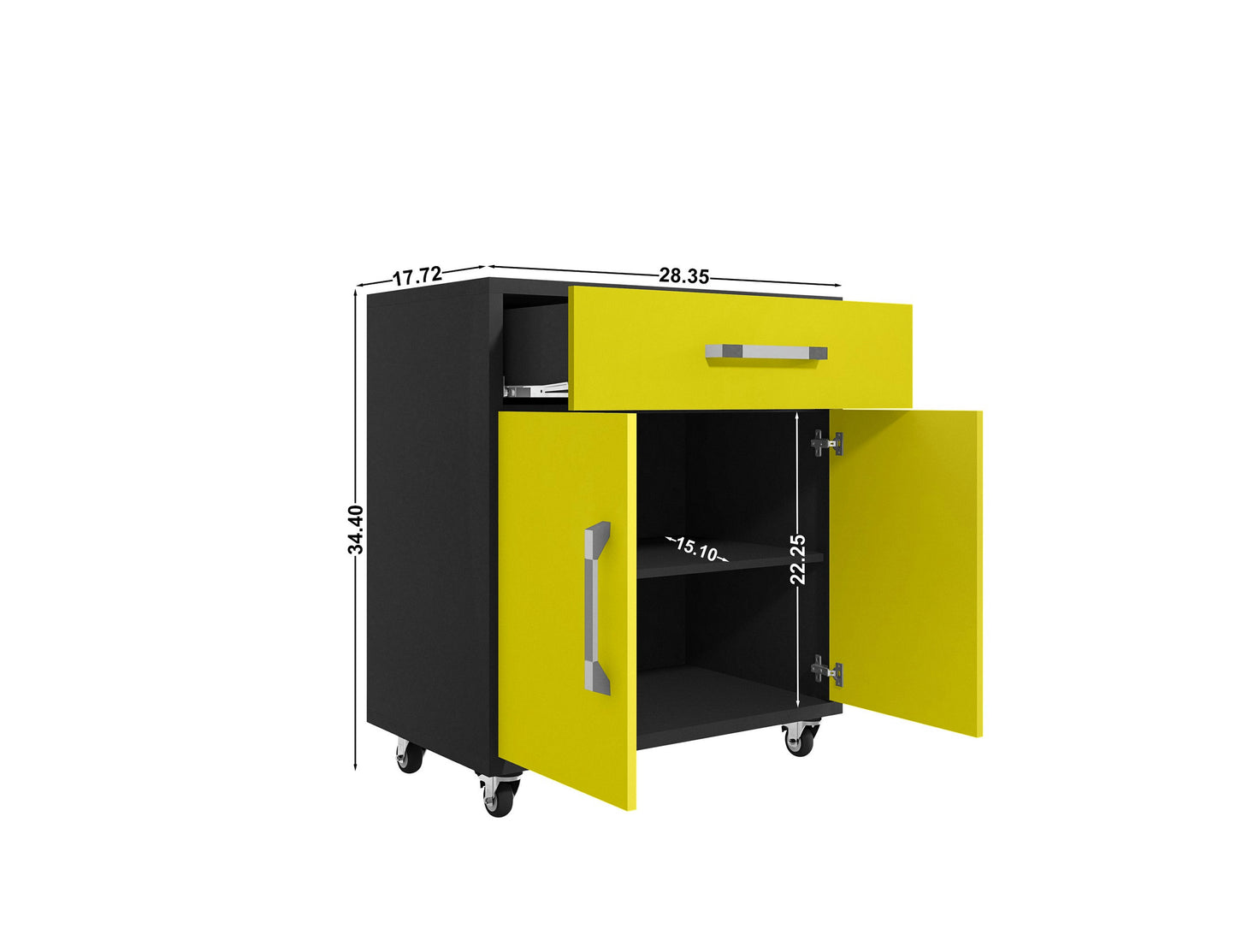 Eiffel 28.35" Mobile Garage Storage Cabinet with 1 Drawer in Yellow Gloss