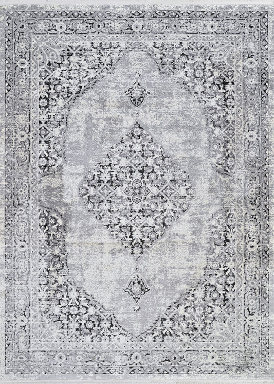 Couristan Marblehead Center Medallion Charcoal-Grey Rug 5'3" x 7'6"