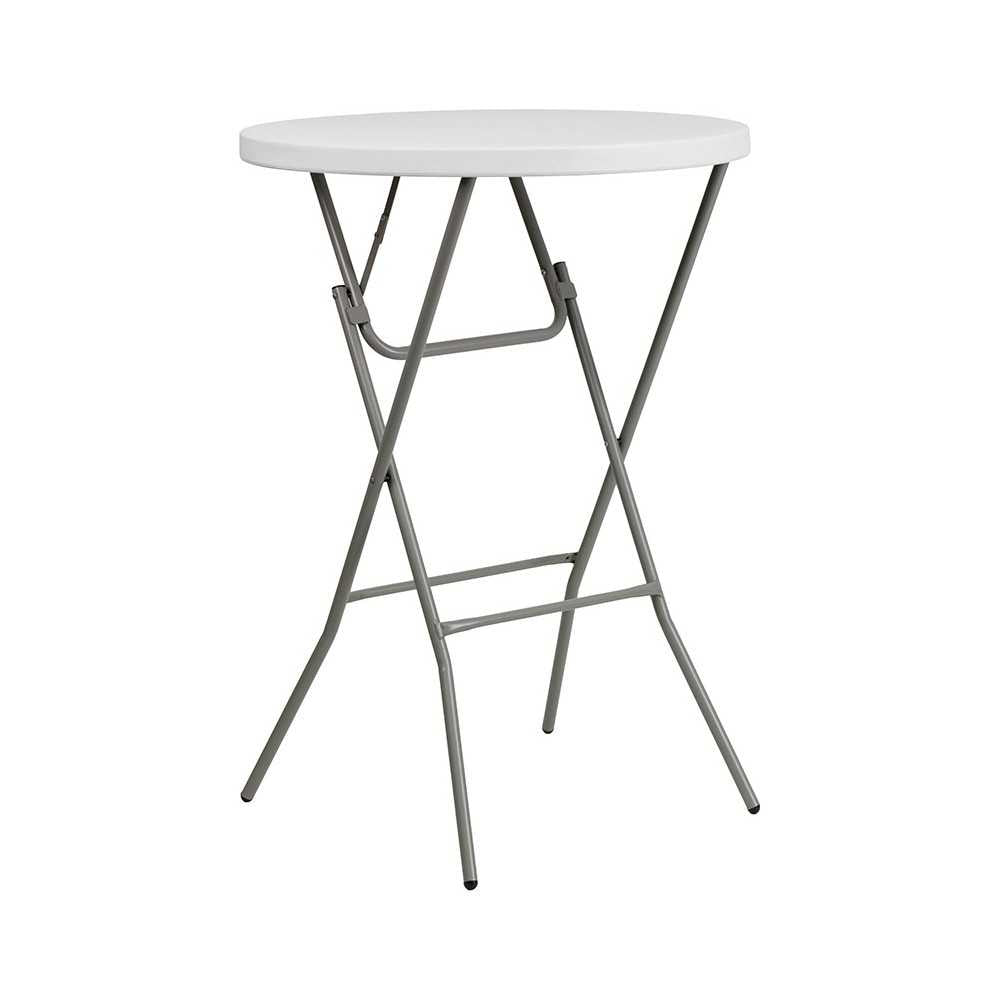 2.6-Foot Round Granite White Plastic Bar Height Folding Table