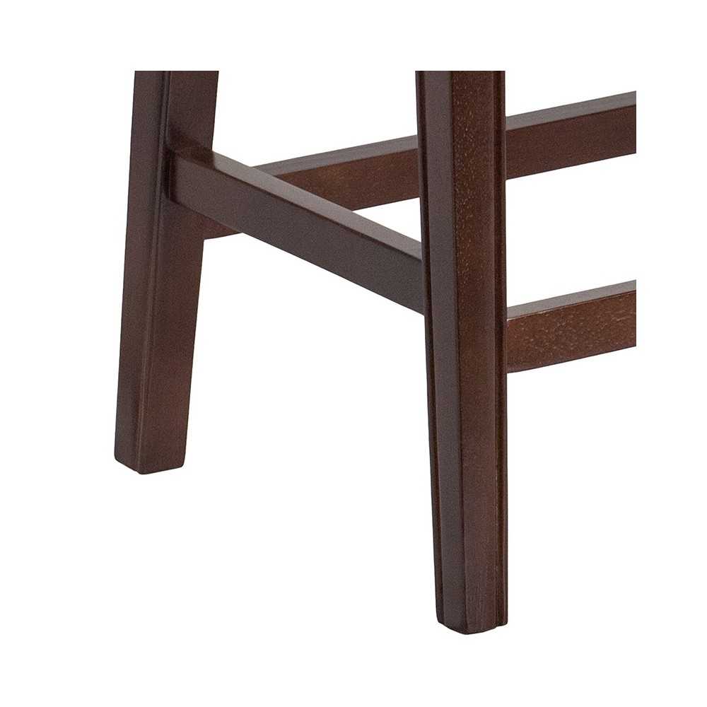 26'' High Backless Cappuccino Wood Counter Height Stool with Black LeatherSoft Saddle Seat