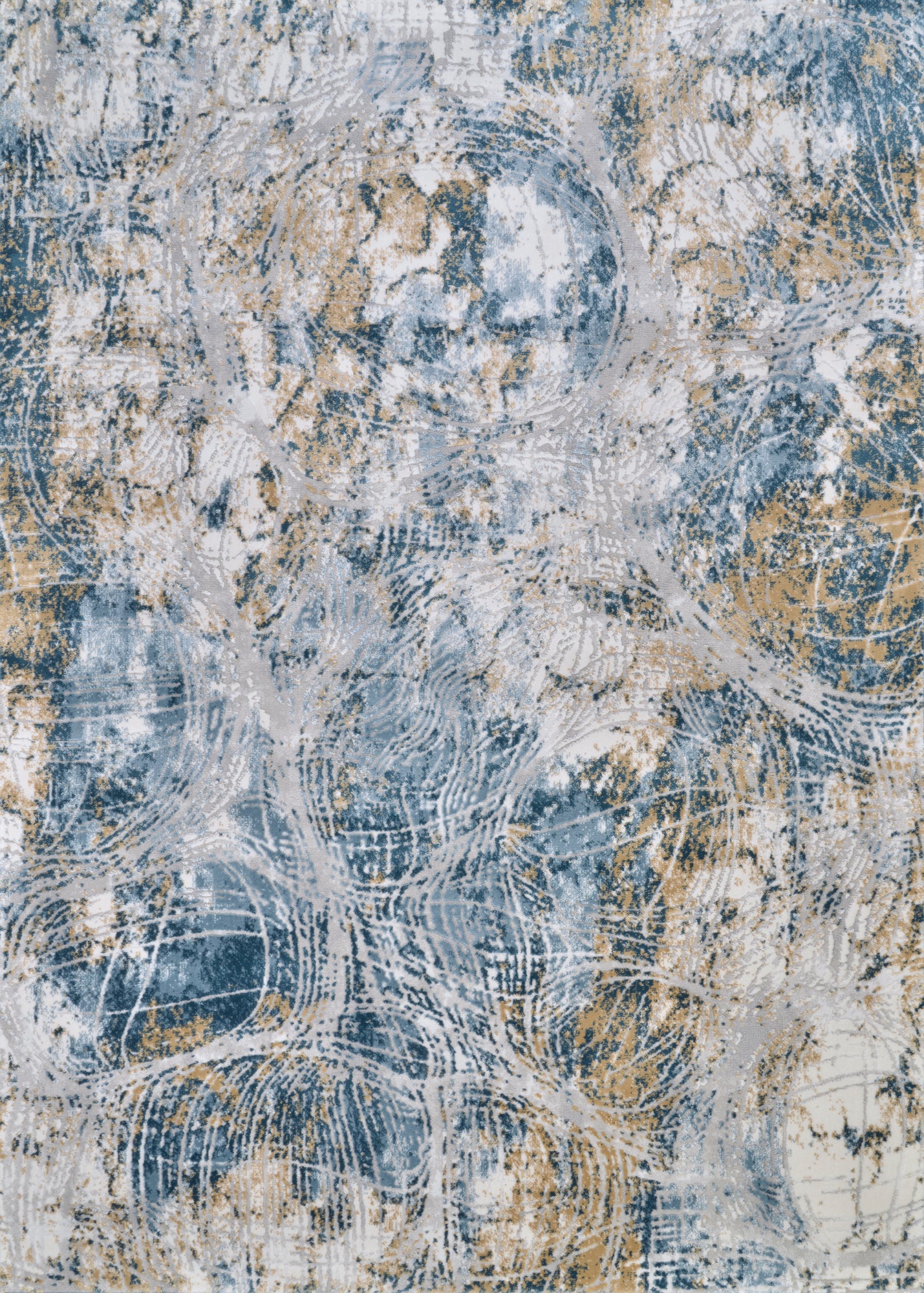 Couristan Brocatelle Gulf Streams Ocean-Cream Runner Rug 2'7"x7'10"