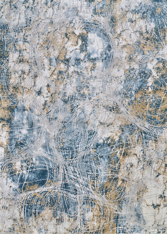 Couristan Brocatelle Gulf Streams Ocean-Cream Runner Rug 2'7"x7'10"