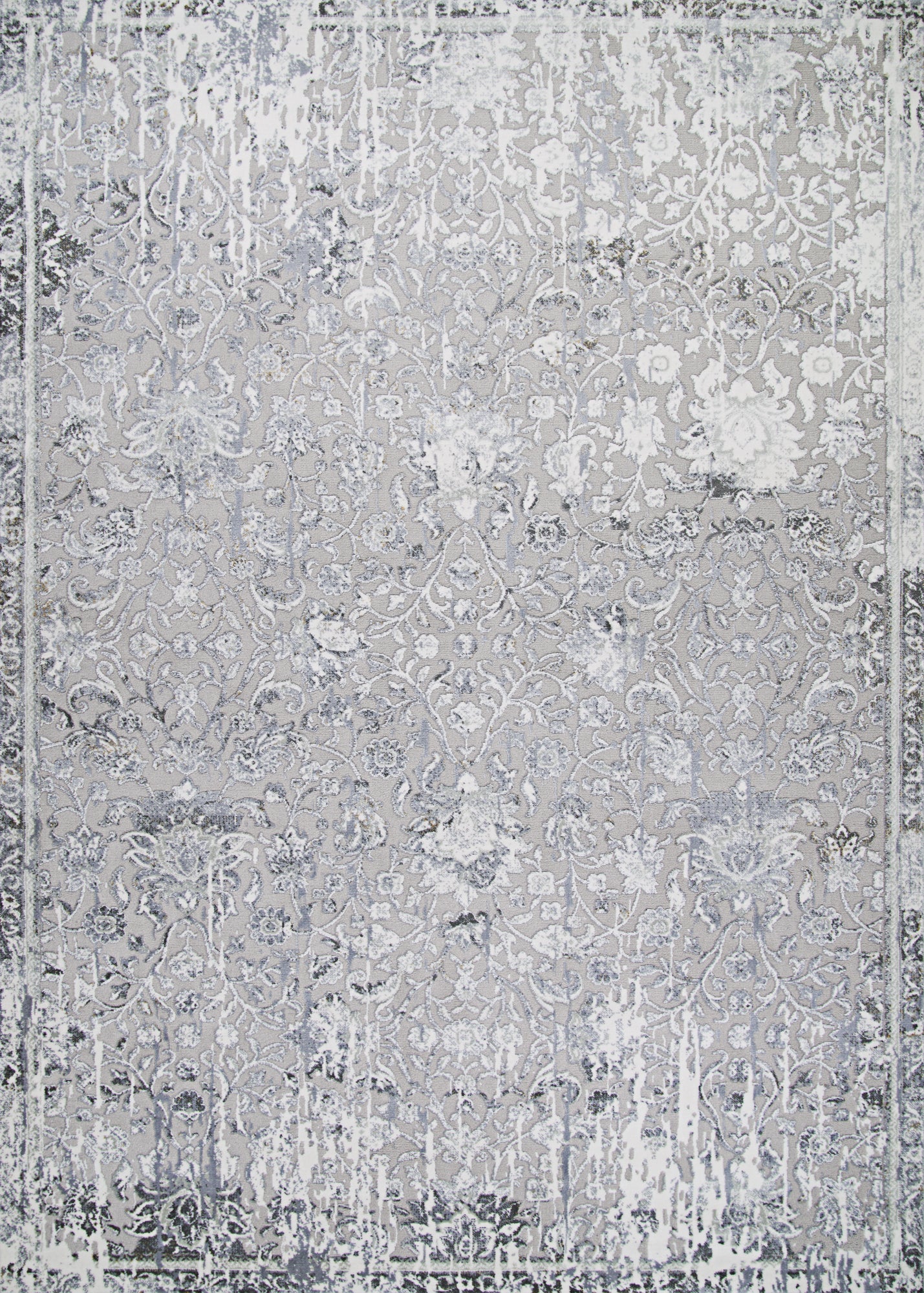 Couristan Brocatelle Brocade Damask Silver-Cream Rug 5'3"x7'6"