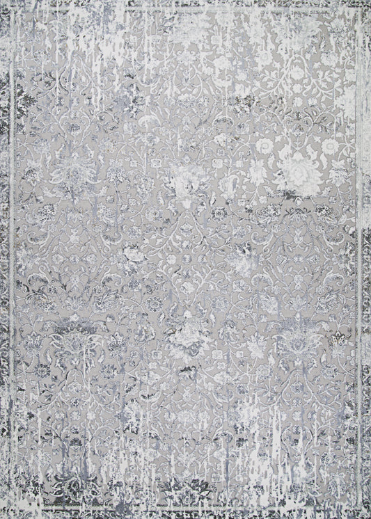 Couristan Brocatelle Brocade Damask Silver-Cream Runner Rug 2'7"x7'10"