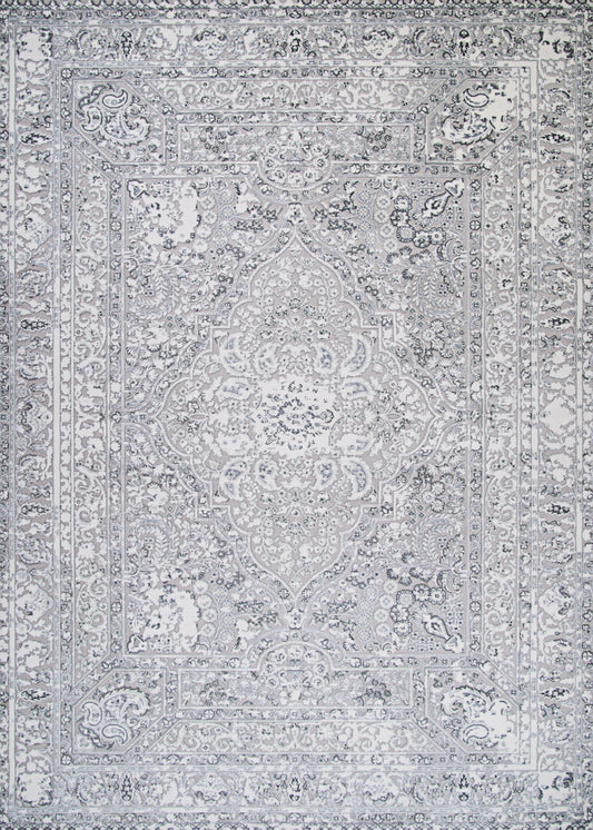 Couristan Brocatelle Belle Fleur Silver Runner Rug 2'7"x7'10"