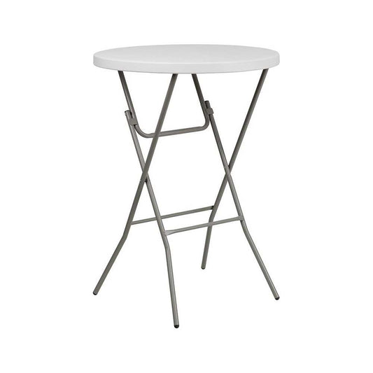 2.63-Foot Round Granite White Plastic Bar Height Folding Table