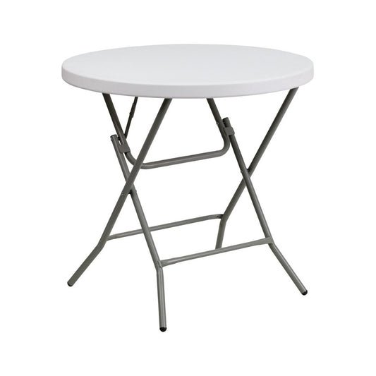 2.63-Foot Round Granite White Plastic Folding Table