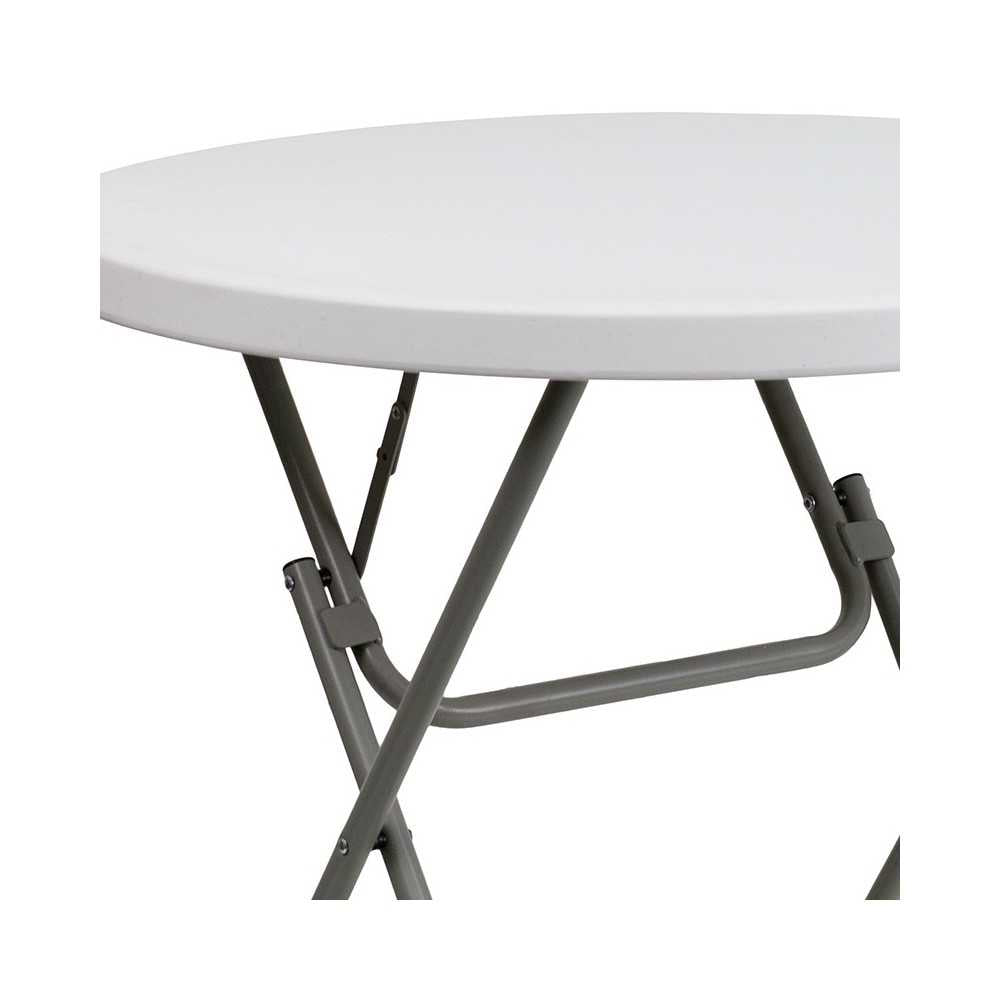 2.63-Foot Round Granite White Plastic Folding Table