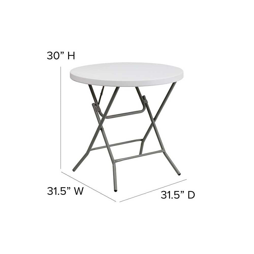 2.63-Foot Round Granite White Plastic Folding Table