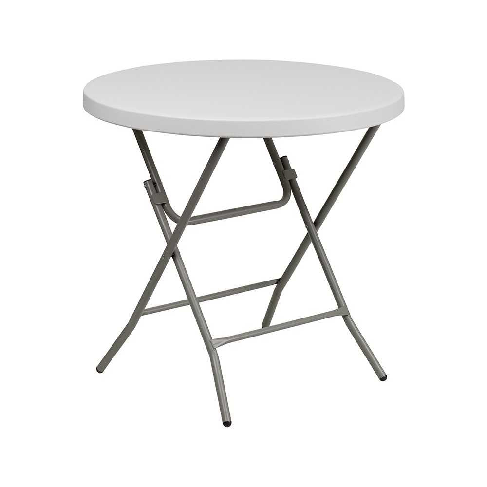 2.63-Foot Round Granite White Plastic Folding Table