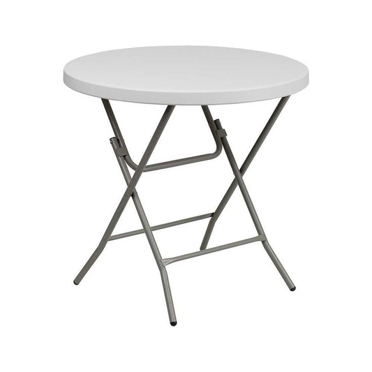 2.63-Foot Round Granite White Plastic Folding Table