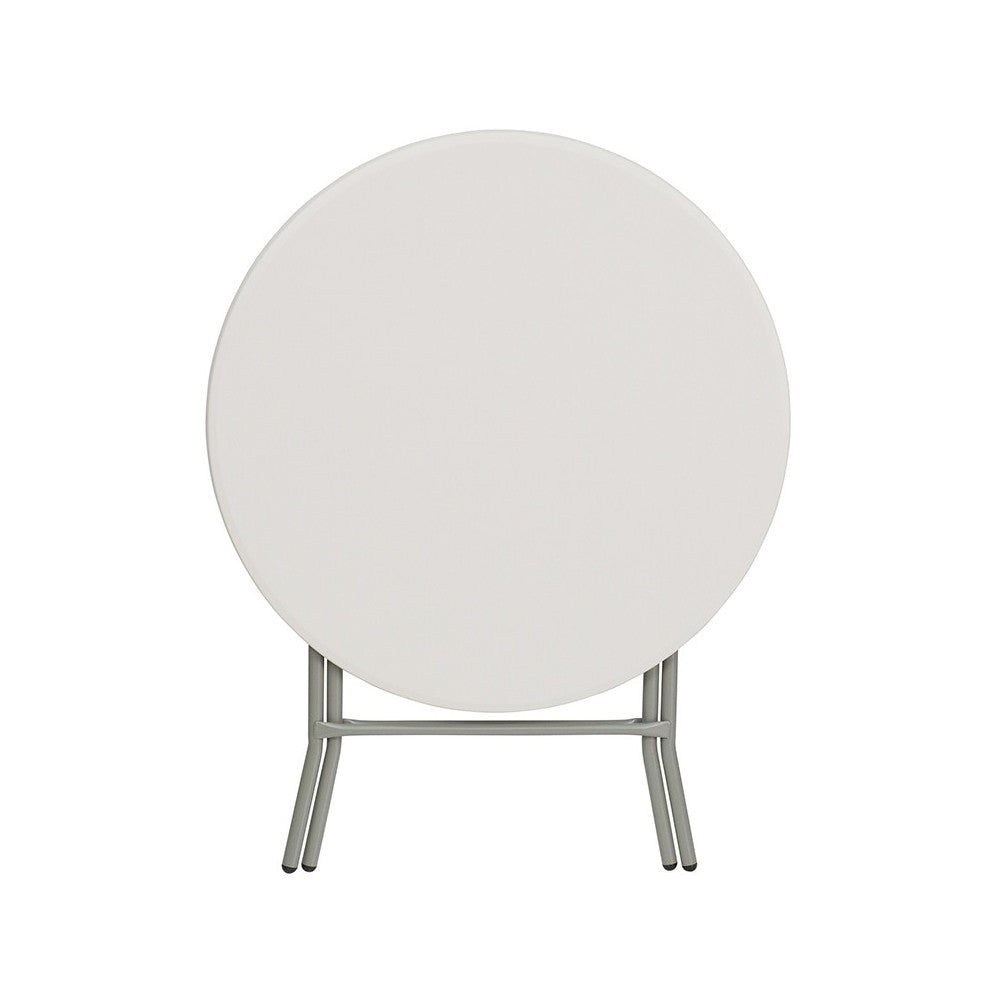 2.63-Foot Round Granite White Plastic Folding Table