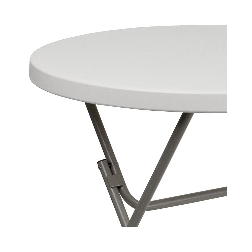 2.63-Foot Round Granite White Plastic Folding Table