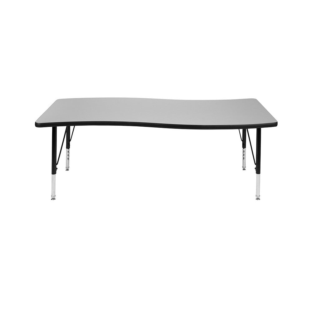 26"W x 60"L Rectangular Wave Collaborative Gray Thermal Laminate Activity Table - Height Adjustable Short Legs
