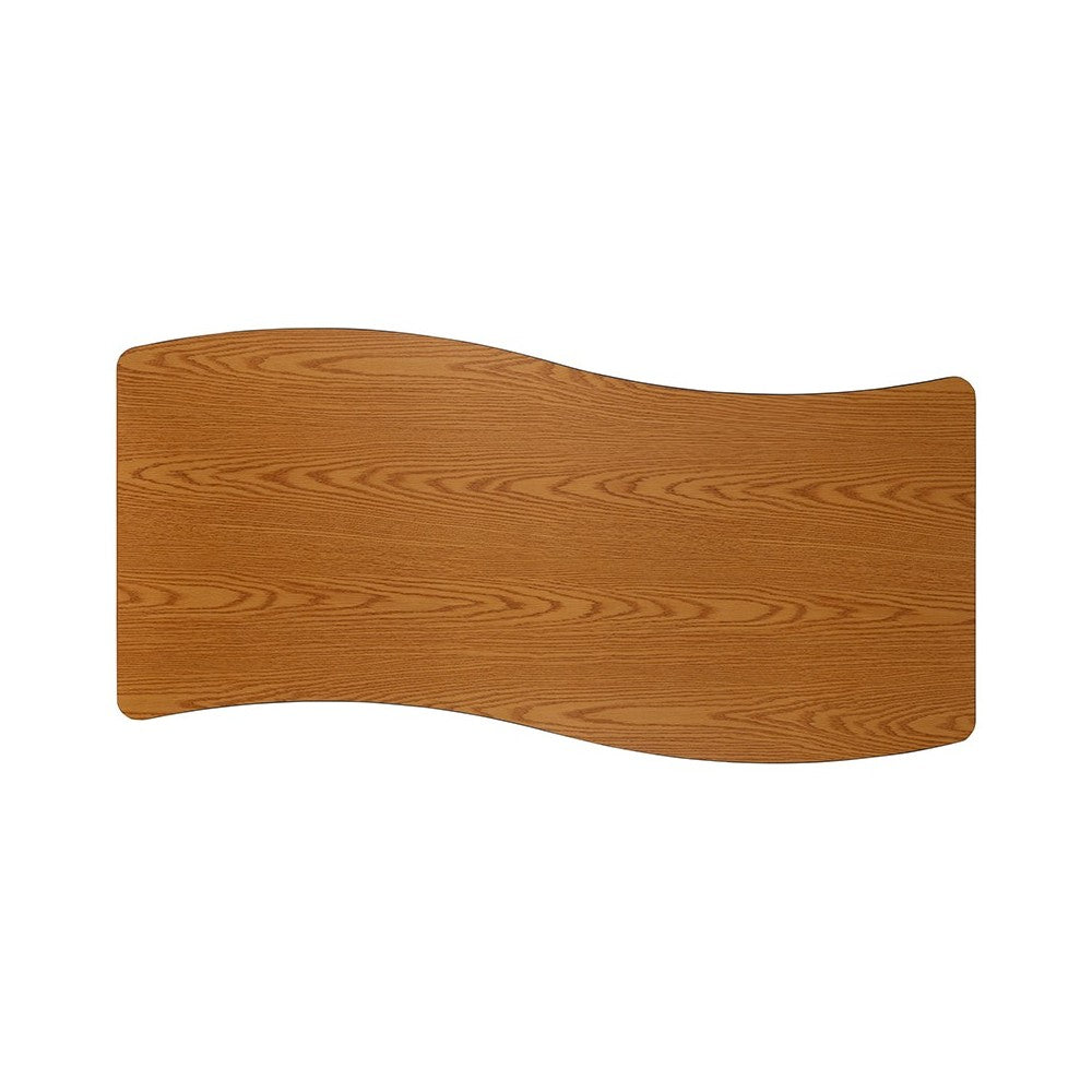 26"W x 60"L Rectangular Wave Collaborative Oak Thermal Laminate Activity Table - Height Adjustable Short Legs