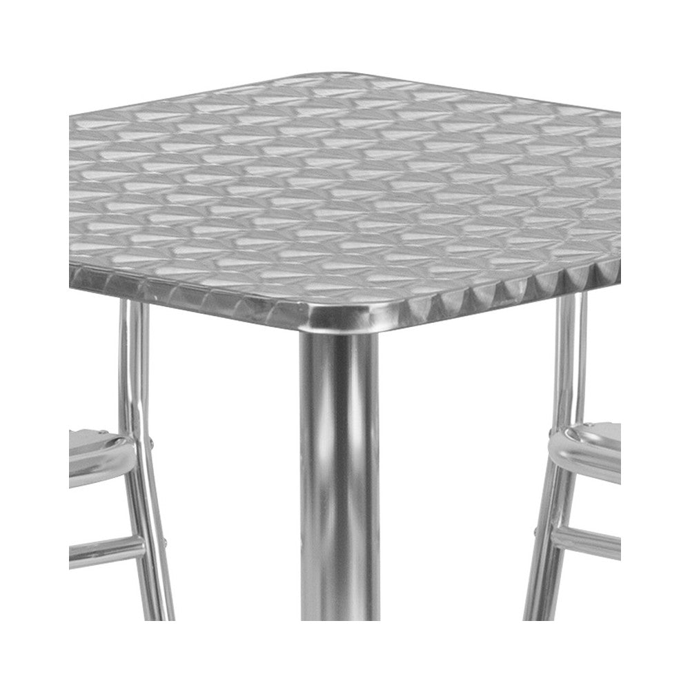 27.5'' Square Aluminum Indoor-Outdoor Table Set with 4 Slat Back Chairs