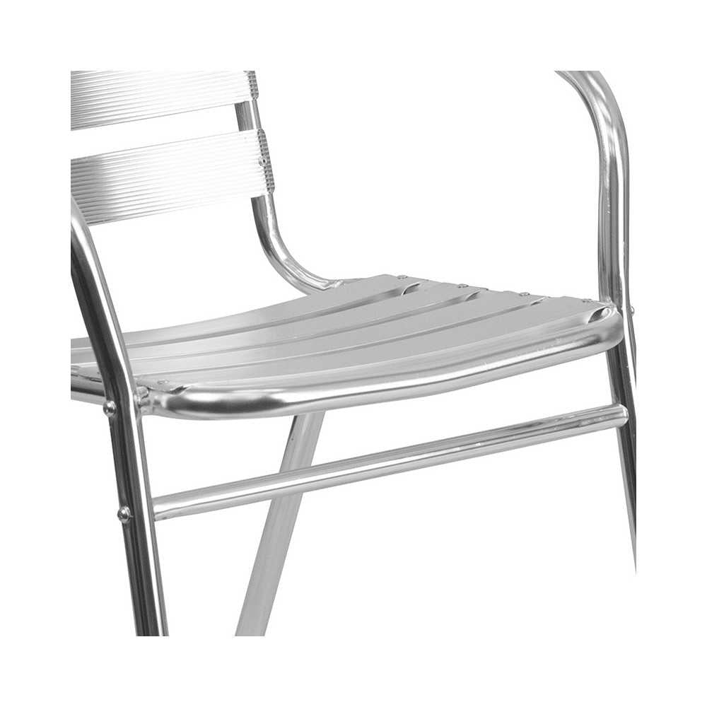 27.5'' Square Aluminum Indoor-Outdoor Table Set with 4 Slat Back Chairs